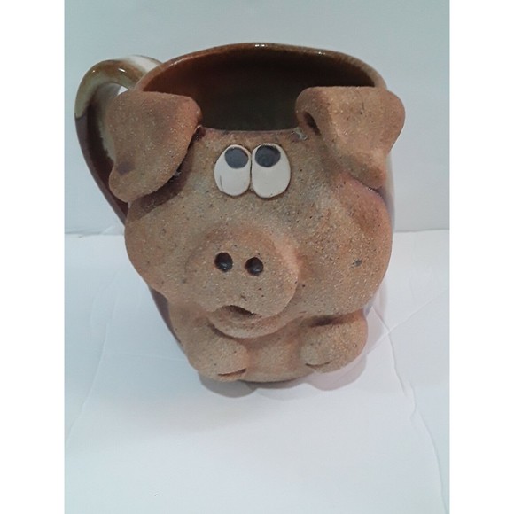 Handmade Art Pottery Mug, Pig Mug,. Handmade - Picture 5 of 8